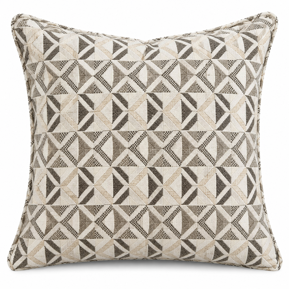 Geometric Pattern Decorative Cushion – Charcoal &Ivory – 50 × 50 cm