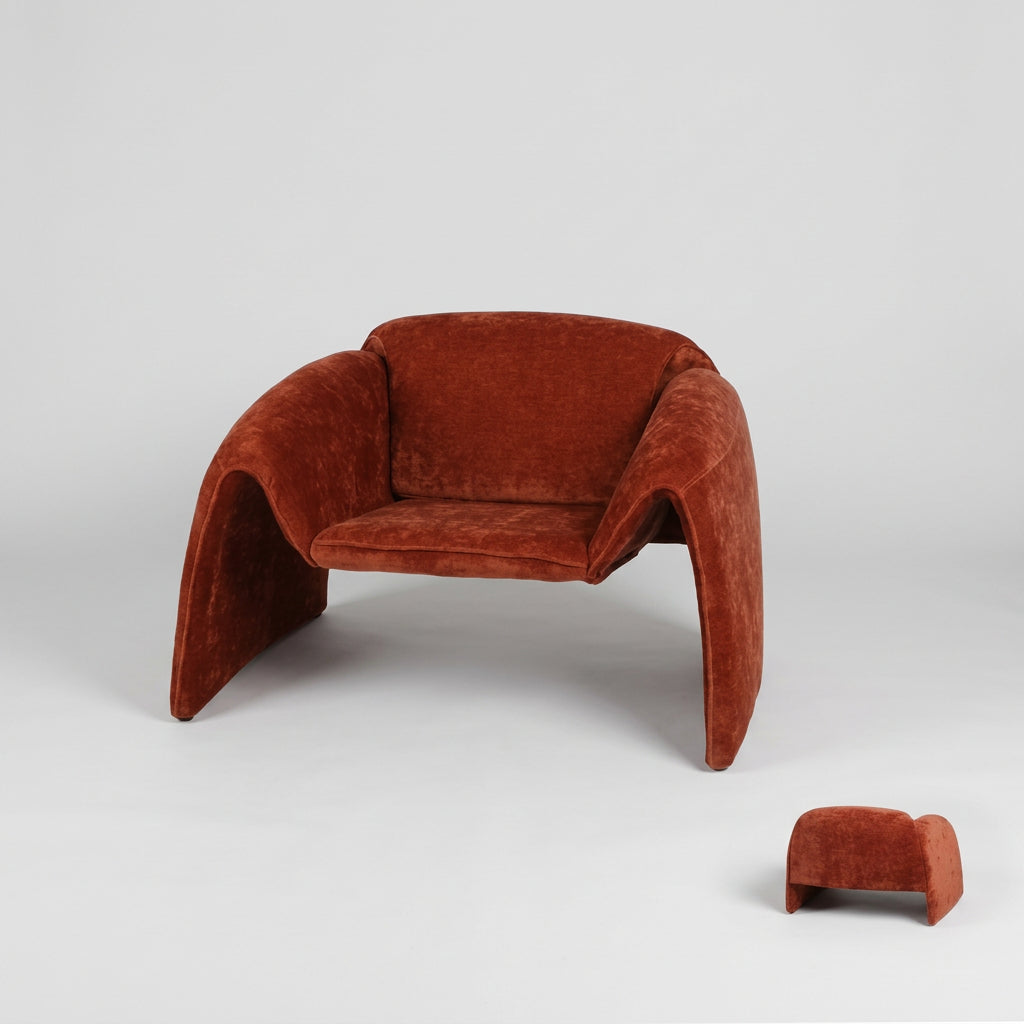 VELORA Rust Velvet Armchair