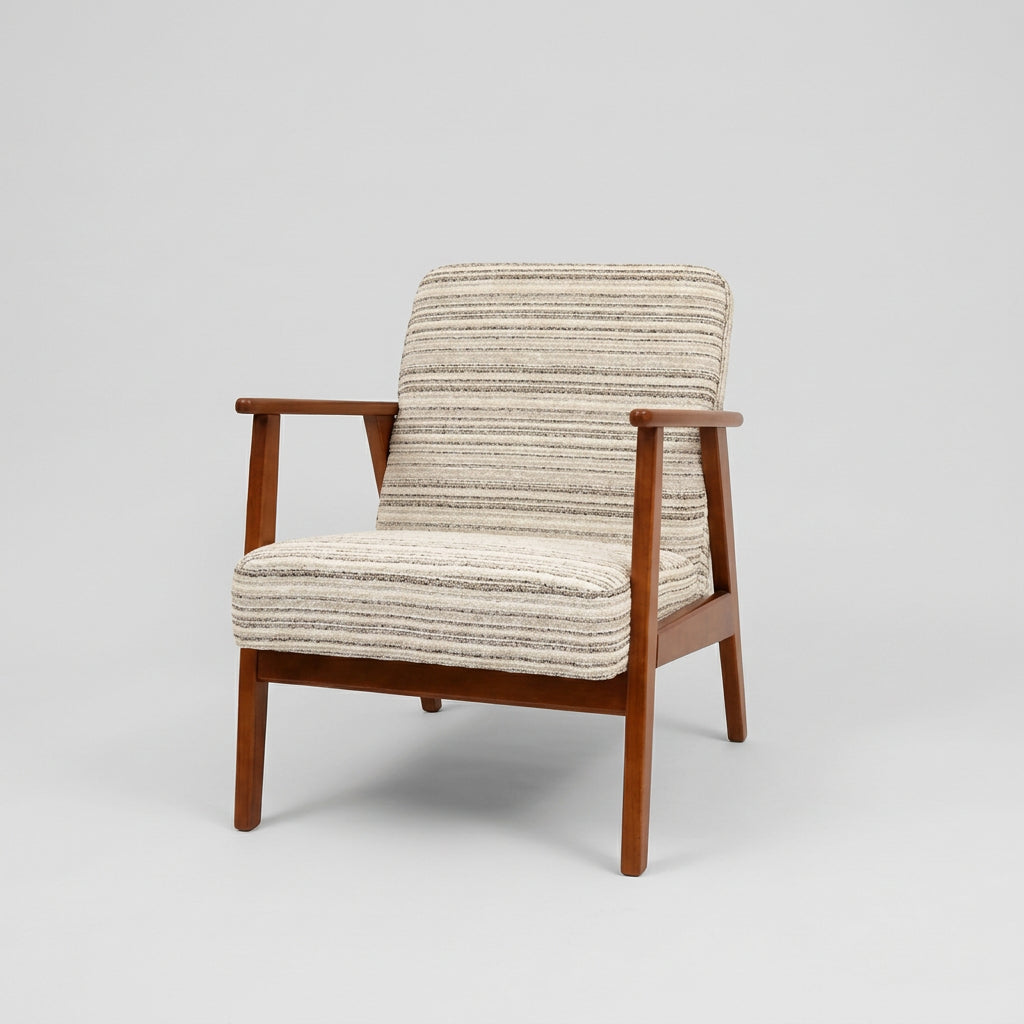RETRO Ivory Striped Wooden Armchair