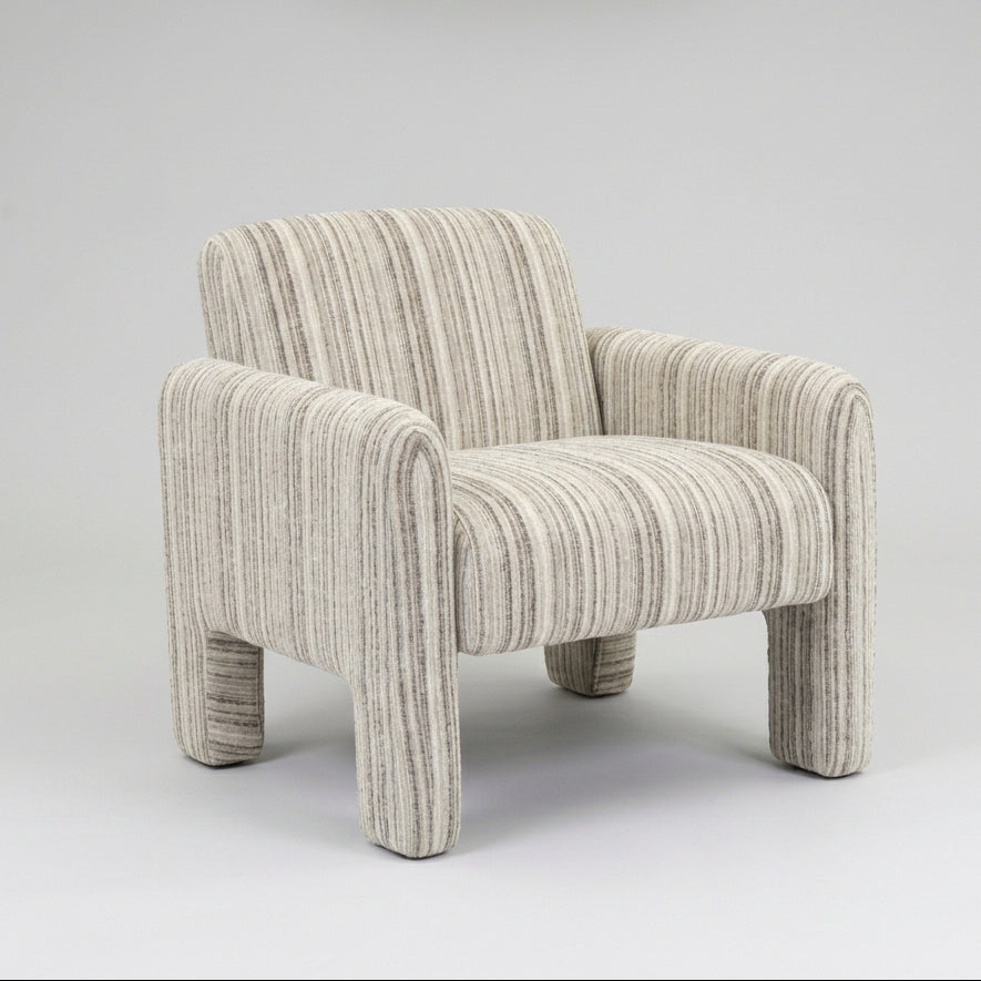 ARLO Ivory Striped Fabric Armchair