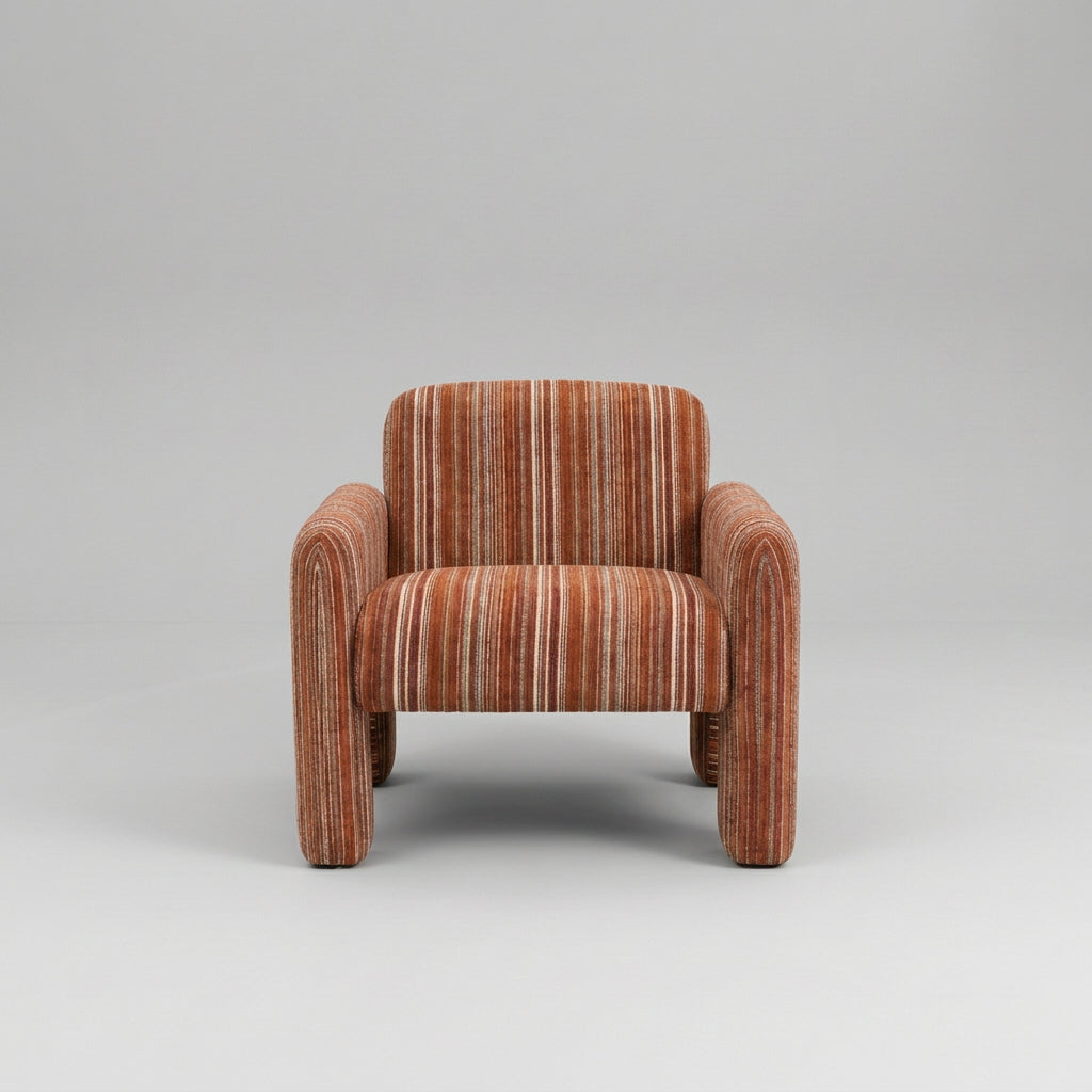 ARLO Rust Striped Fabric Armchair