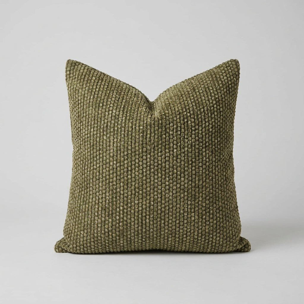 Textured Striped Decorative Cushion – olive 50cm x 50cm