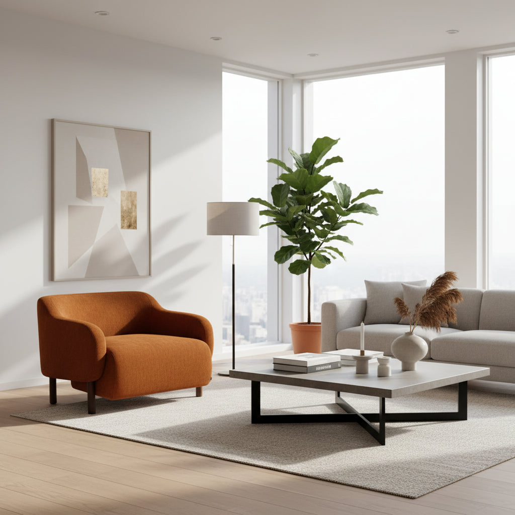 Brown armchair on a white background