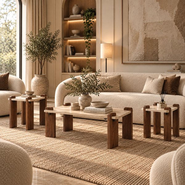 Avena Walnut Coffee & Side Table Set – 3 Pieces
