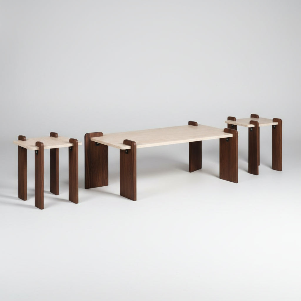 Avena Walnut Coffee & Side Table Set – 3 Pieces