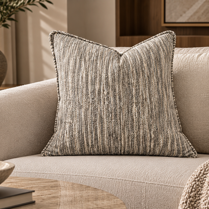 Textured Striped Decorative Cushion – Sand
