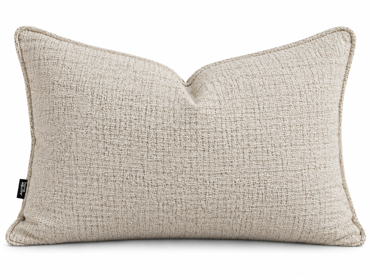 Textured Rectangular Decorative Cushion – Ivory – 45 × 60 cm
