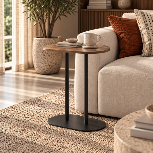 ELIO Walnut & Black Metal Side Table