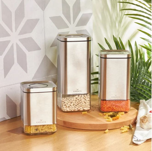 KARACA AVANGART INOX STORAGE JAR SET OF 3