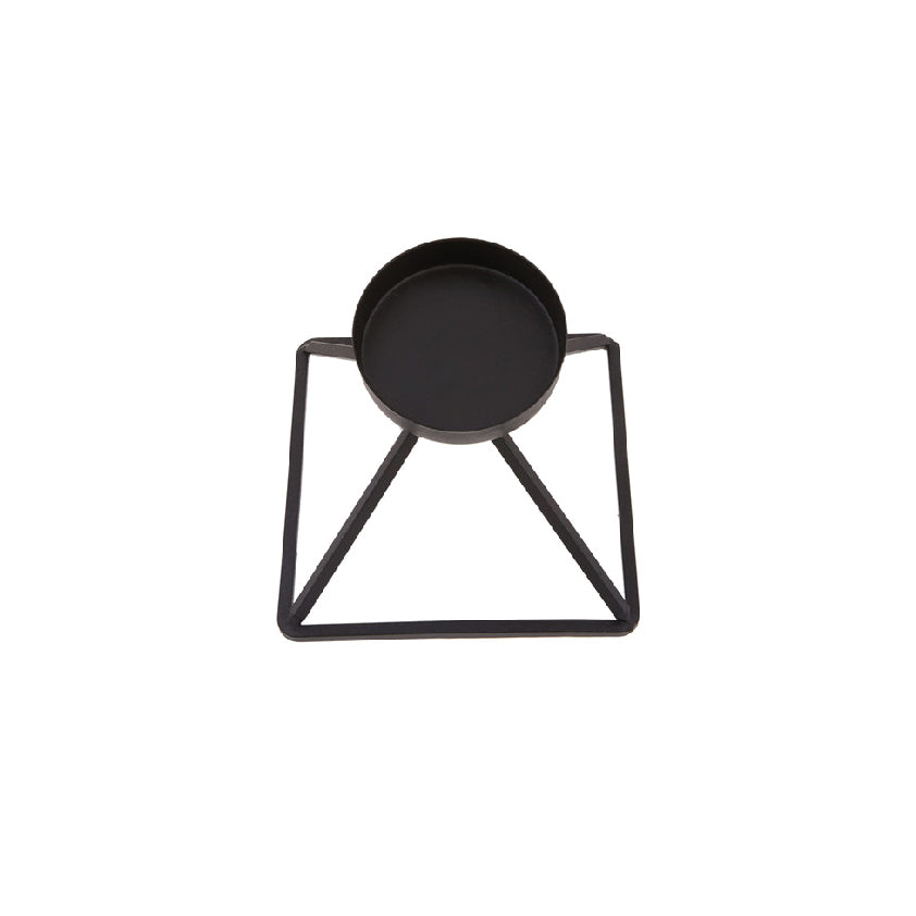 Geometry Candle Holder – Black, 13 × 13 cm