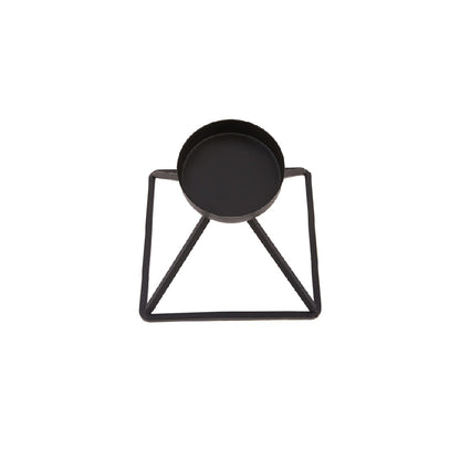 Geometry Candle Holder – Black, 13 × 13 cm