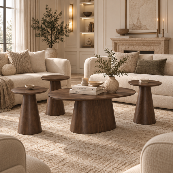 Arden Walnut Coffee & Side Table Set – 5 Pieces