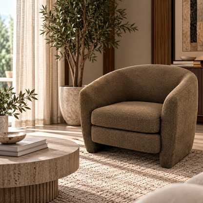 MILO Mocha Brown Fabric Armchair