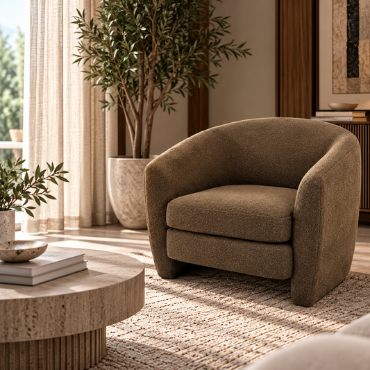 MILO Mocha Brown Fabric Armchair