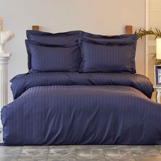 Karaca Home Charm Bold Navy Blue Cotton Satin Single Duvet Cover Set