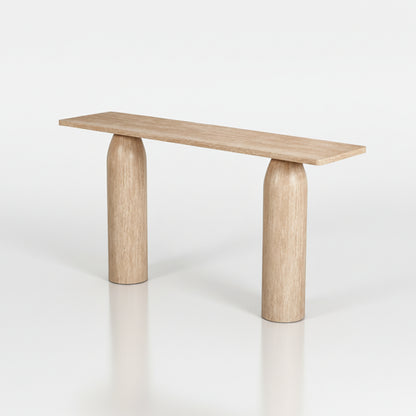 Luno Travertine-Look Wood Console Table – 140 × 40 × 80 cm