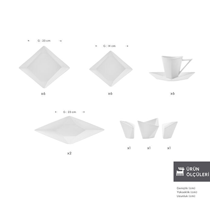 KARACA ORIGAMI 26 PCS BREAKFAST SET SQUARE