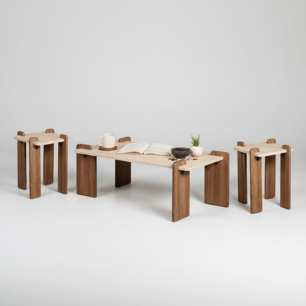 Avena Two-Tone Coffee & Side Table Set – 3 Pieces