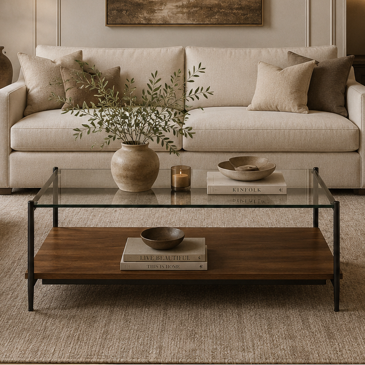 Vesper Glass-Top Shelf Coffee Table