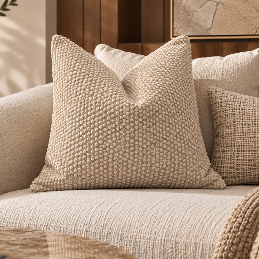 Waffle Textured Decorative Cushion – Oatmeal 50cm x 50cm