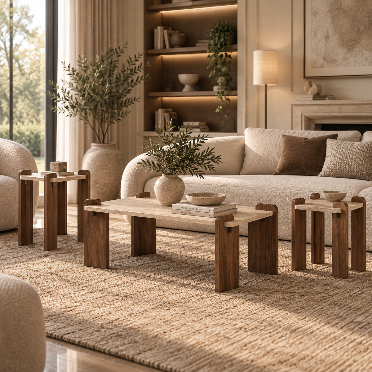 Avena Two-Tone Coffee & Side Table Set – 3 Pieces