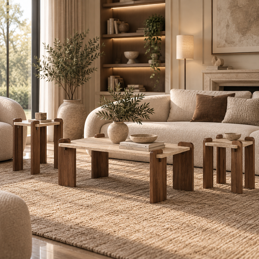 Avena Two-Tone Coffee & Side Table Set – 3 Pieces