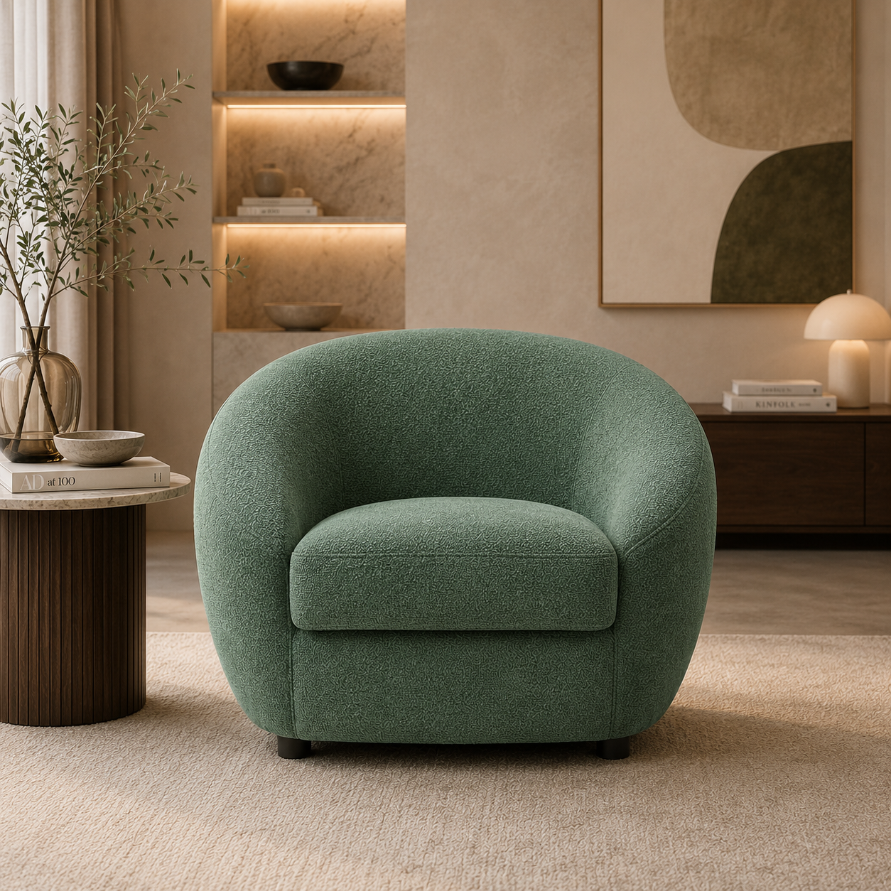 LUNA Swivel Armchair – Green
