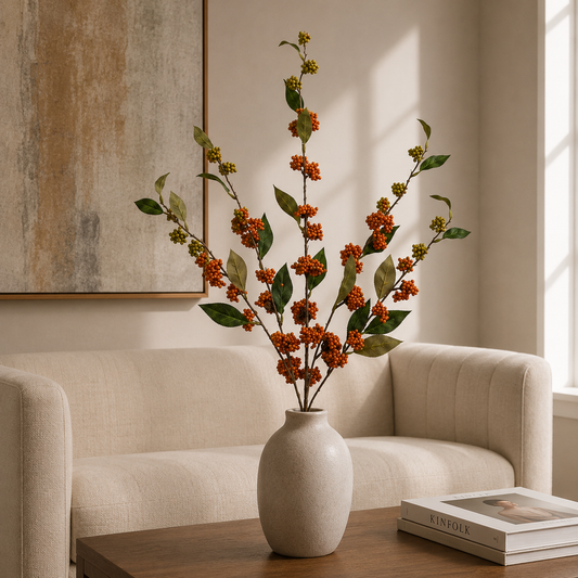Orange & Green Berry Decorative Branch