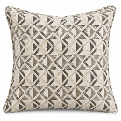 Geometric Pattern Decorative Cushion – Charcoal &Ivory – 50 × 50 cm