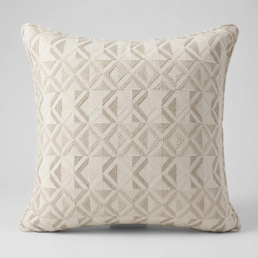 Geometric Textured Decorative Cushion – Oatmeal 50cm x 50cm