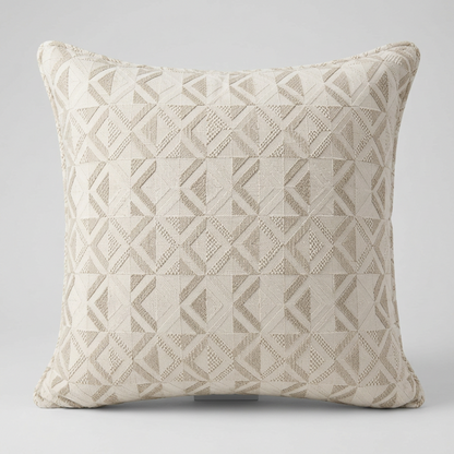 Geometric Textured Decorative Cushion – Oatmeal 50cm x 50cm