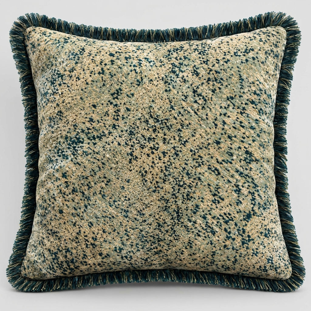 Seafoam Textured Fringe Cushion – 50×50 cm