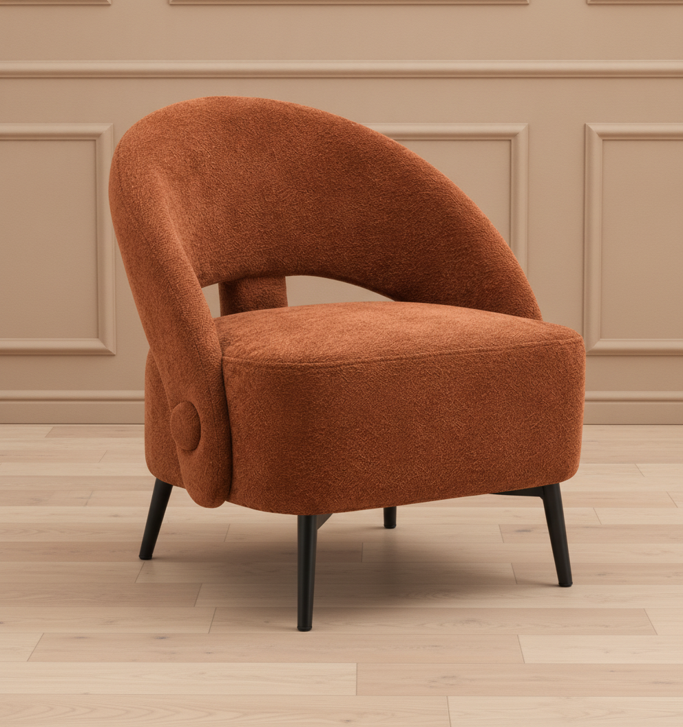 Terracotta Curved Accent Chair