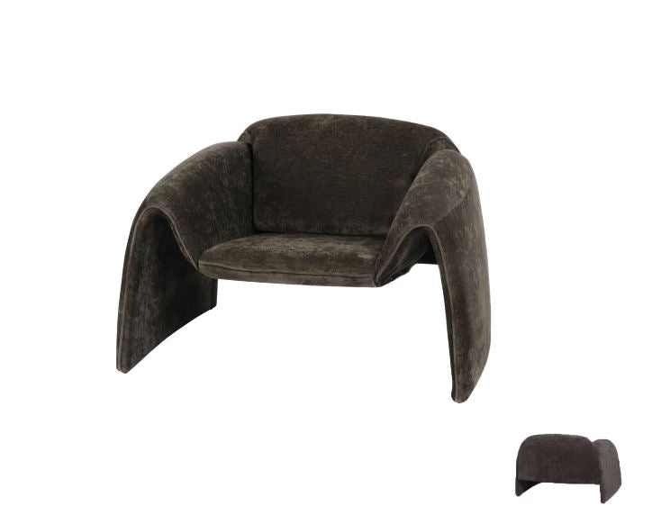 VELORA Charcoal Grey Velvet Armchair