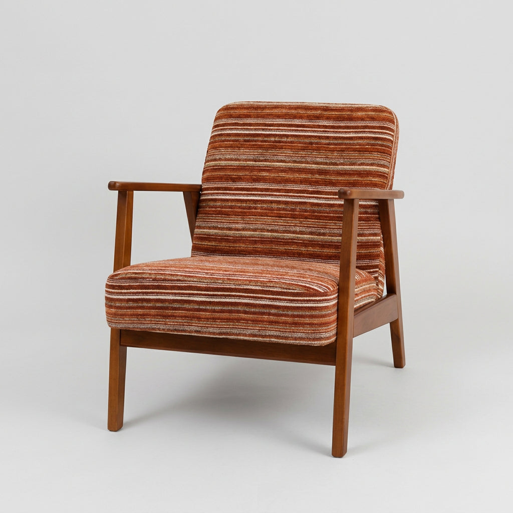 RETRO Rust Striped Wooden Armchair