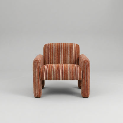 ARLO Rust Striped Fabric Armchair