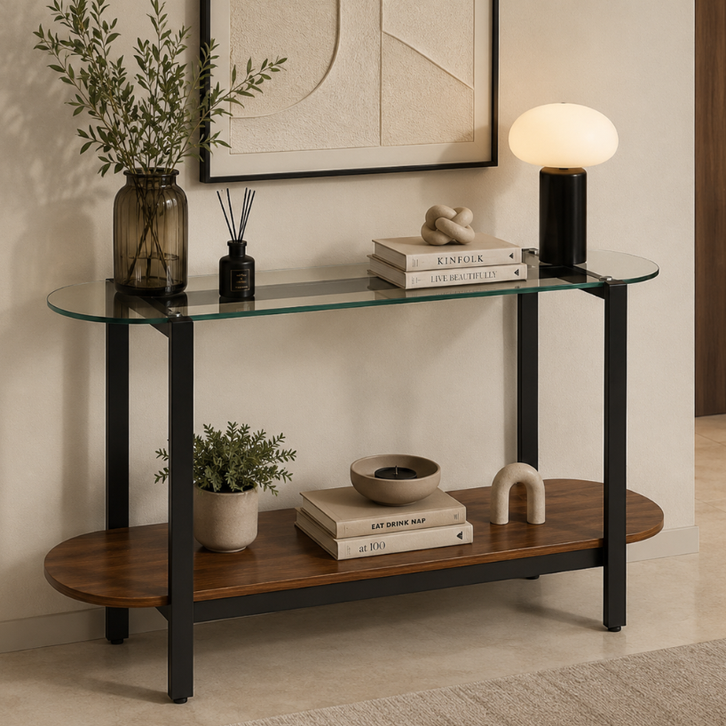 Vetra Glass-Top Console Table