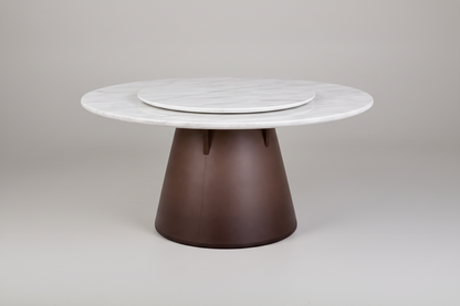 Luxury Marble Dining Table | Leather Legs & Wood Accents | 150cm