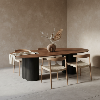 Elegant Walnut-Finish Dining Table