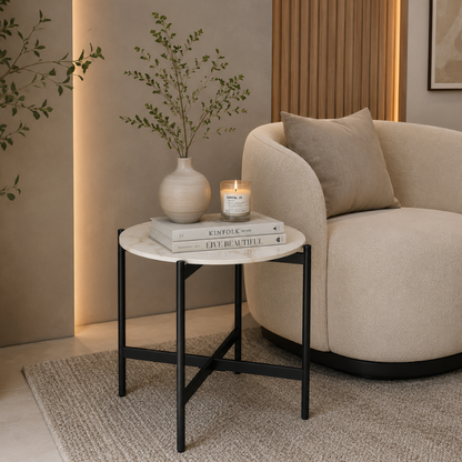 Alina Marble-Effect Side Table