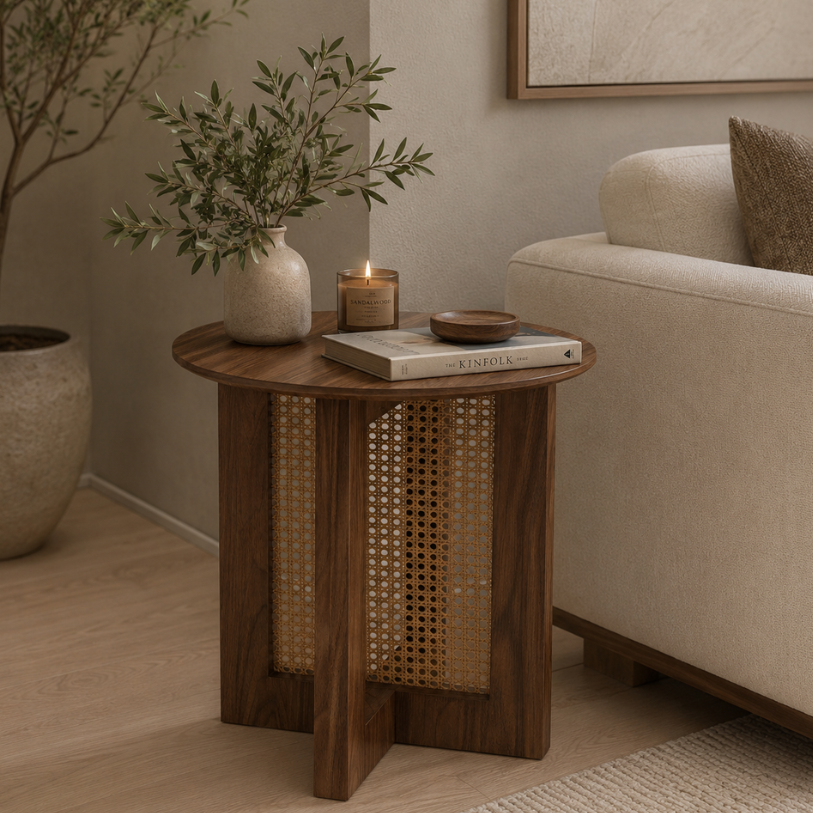 Riva Cane-Panel Side Table