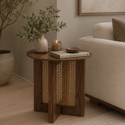 Riva Cane-Panel Side Table