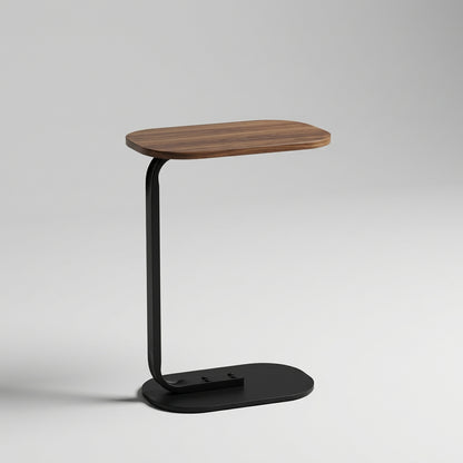 LINO Walnut &Black Steel C-Shaped Side Table