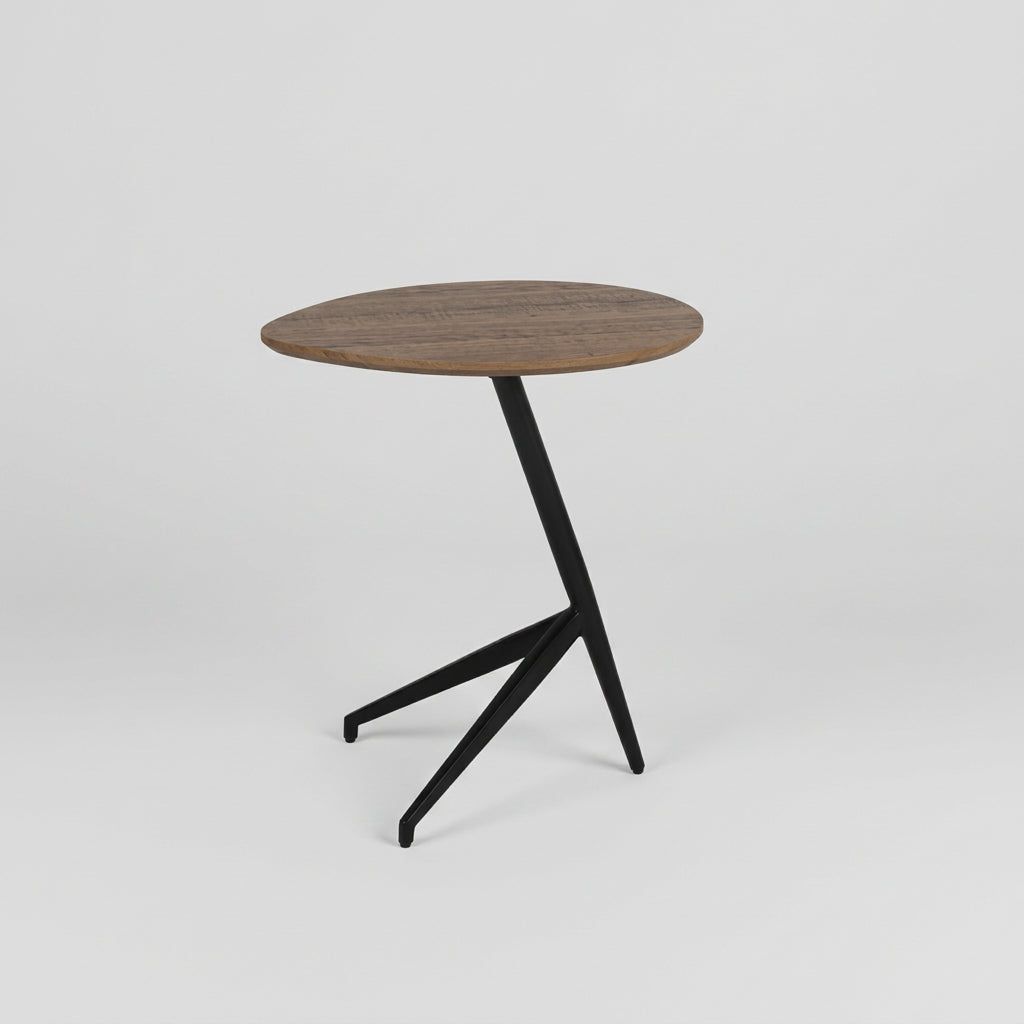 ZENO Walnut &Black Metal Side Table
