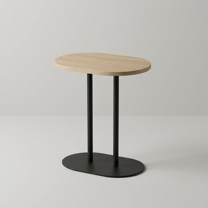 ELIO Travertine-Effect &Black Metal Side Table