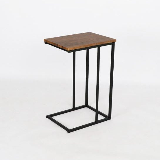 AXEL Walnut &Black Steel C-Shaped Side Table