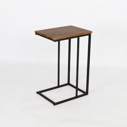 AXEL Walnut &Black Steel C-Shaped Side Table