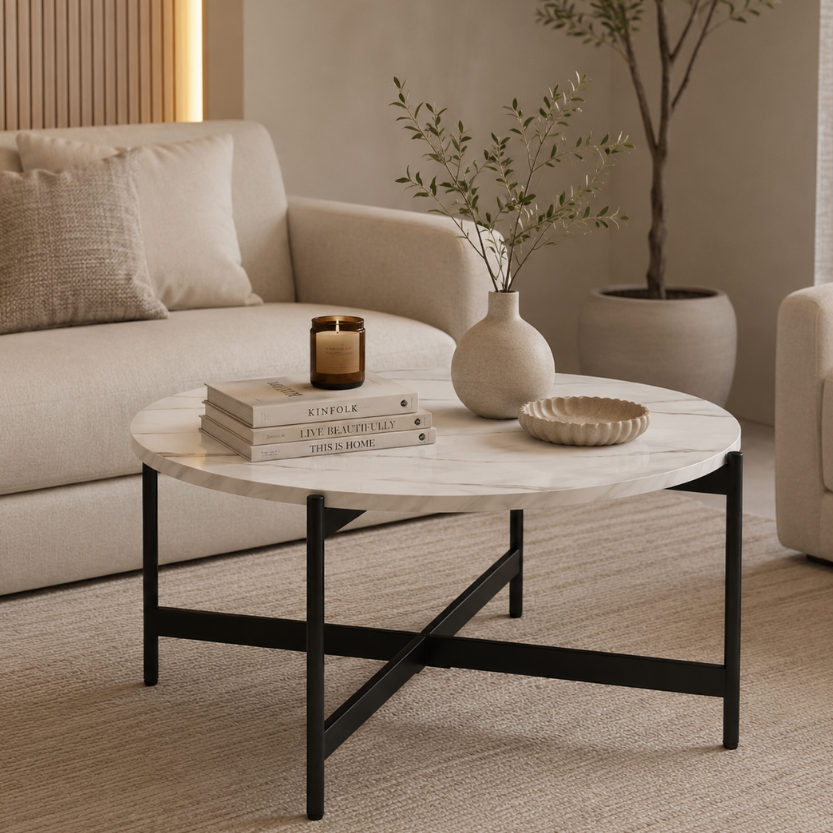 Vyora Marble-Effect Coffee Table