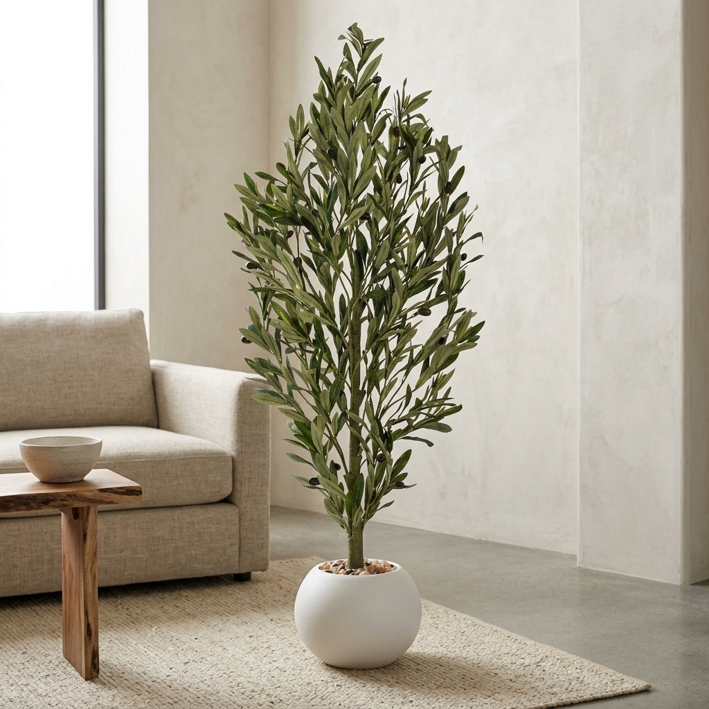 Olive Tree - White Pot - 130 cm