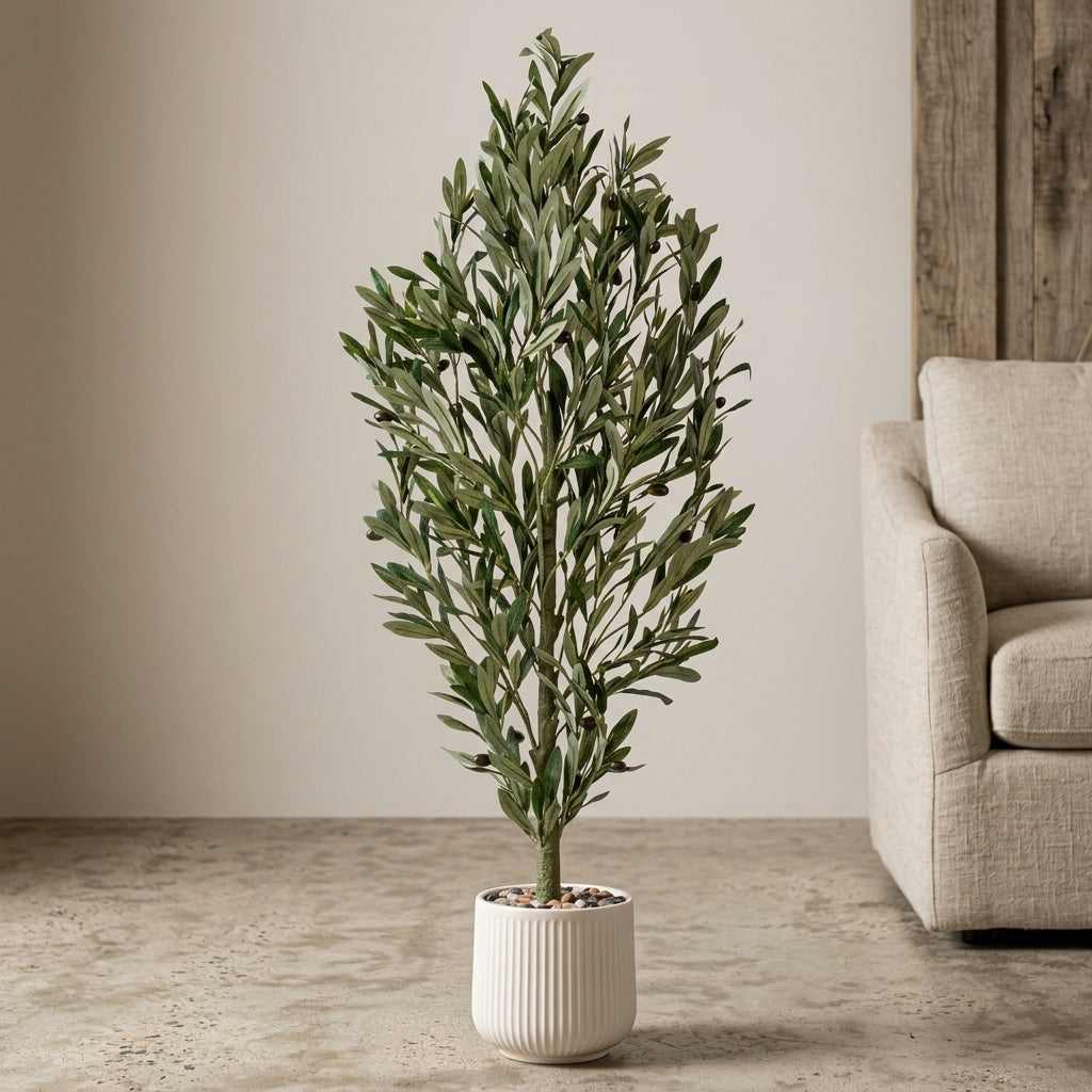 Olive Tree - White Pot - 135 cm